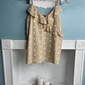 Old Navy Tan Polka Dot Linen Blend Camisole